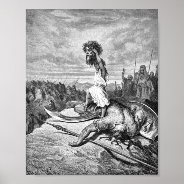 Affiche David Slays Goliath From Gustave Dore 1886 (Devant)