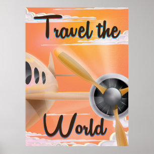 Affiche d'avion classique Voyagez dans le monde