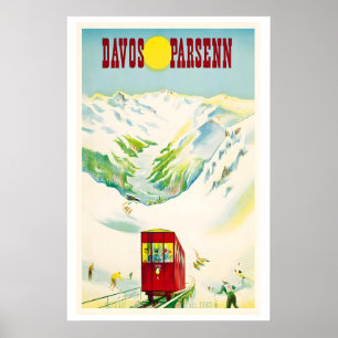 Affiche Davos Parsenn Suisse Cadeaux d'affiche de ski vint