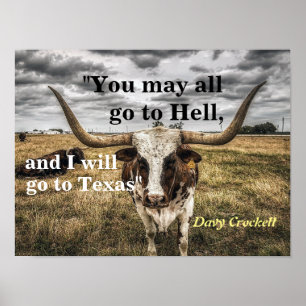 Affiche Davy Crockett Citation Sur L'Enfer Et Le Texas Pos