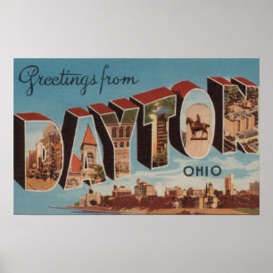 Affiche Dayton, lettre ScenesDayton, OH d'OhioLarge
