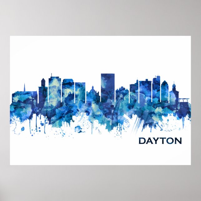 Affiche Dayton Ohio Skyline Blue (Devant)
