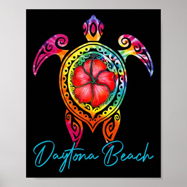 Affiche Daytona Beach Floride Tie Dye Vacances de tortue d (Devant)