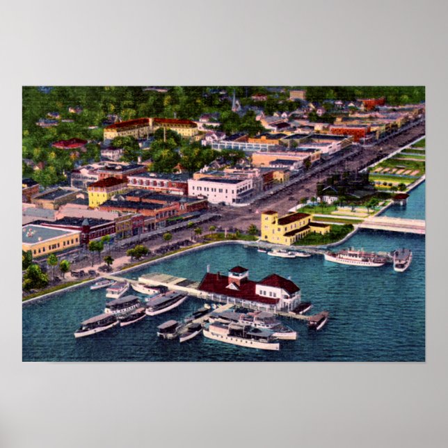 Affiche Daytona Beach Floride Vue aérienne de la rue de pl (Devant)