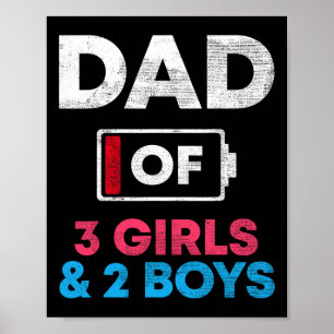 Affiche De 3 Filles Et 2 Garçons Batterie Faible Papa Père