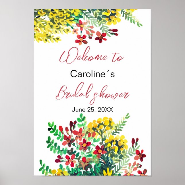 Affiche de baby shower de fleurs sauvages pour la  (Devant)