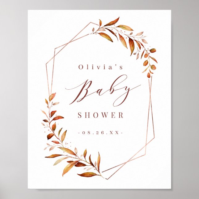 Affiche de baby shower géométrique rustique Greene (Devant)