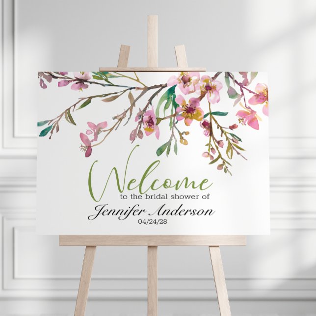 Affiche de Baby Shower Rose Fleur de Cerisier (Créateur téléchargé)