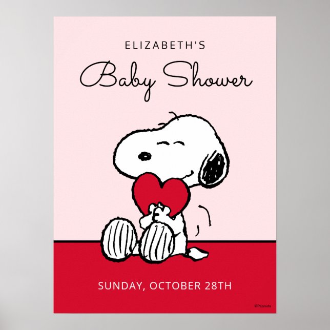 Affiche de Baby Shower Snoopy | Petit Chéri (Devant)