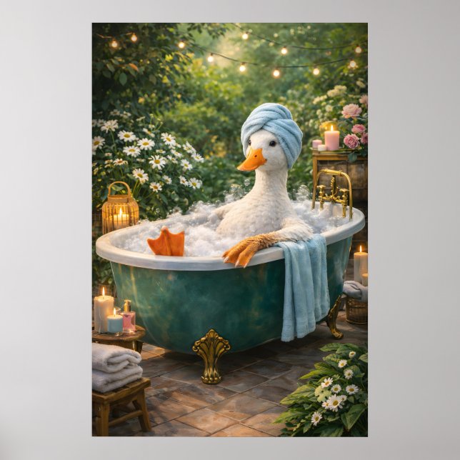 Affiche de bain de canard drôle, salle de bain ani (Devant)