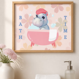 Affiche de bain d'hippopotame bébé