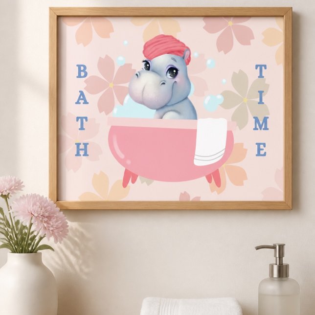 Affiche de bain d'hippopotame bébé (Créateur téléchargé)