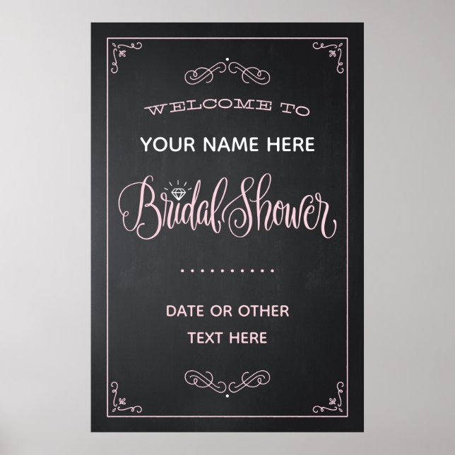 Affiche de bains de mariage de style tableau noir (Devant)