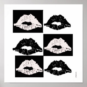 affiche de baiser noir et blanc