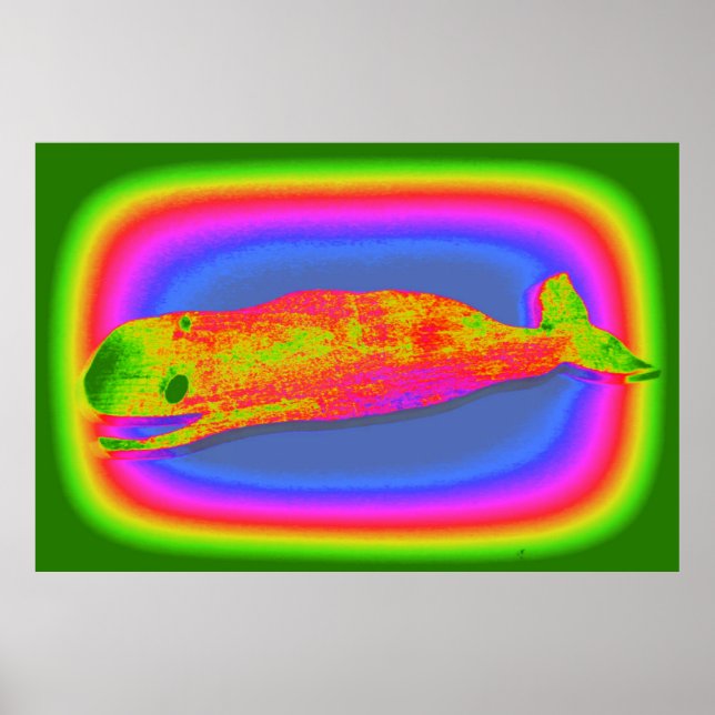 affiche de baleine psychédélique souriante (Devant)