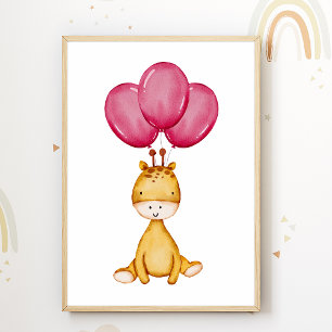Affiche de ballon girafe pour nurserie décoration 