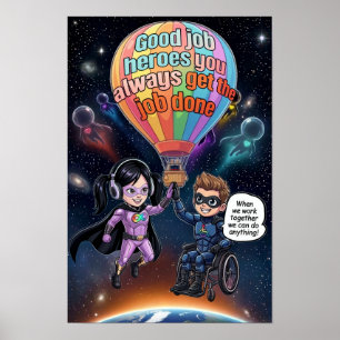 Affiche de ballon spatial super-héros de l'équipe