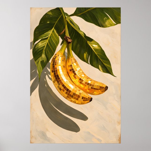 Affiche de banane disco, art mural de fruit funky  (Devant)