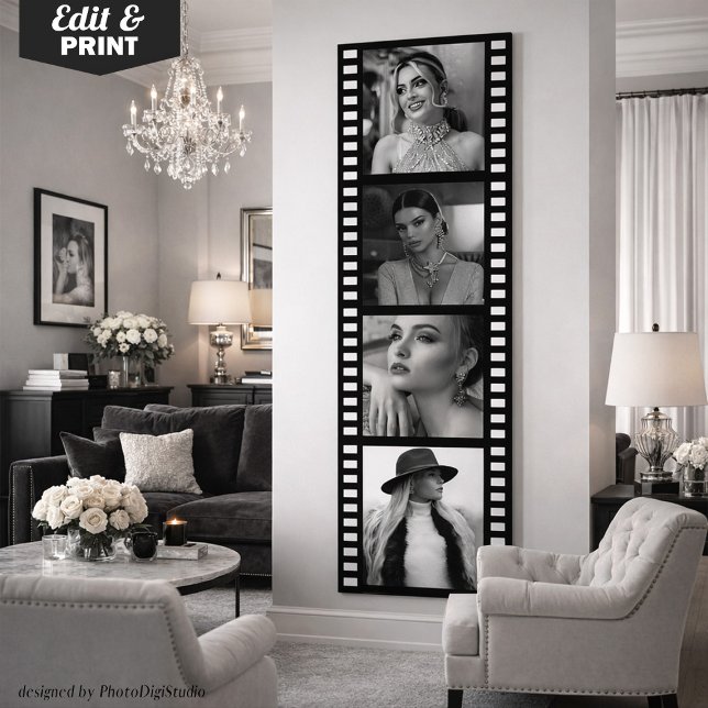 Affiche de bande de film photo personnalisée, fête (Custom Photo Movie Strip Poster, Hollywood Party Poster)