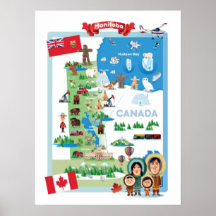 Affiche de bande dessinée de Manitoba Canada