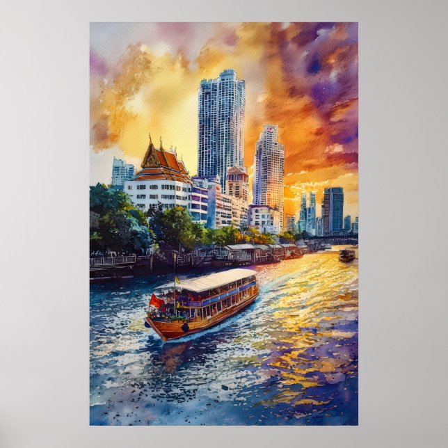 Affiche de Bangkok aquarelle décoration murale Ban (Devant)