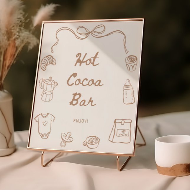 Affiche de bar à chocolat chaud dessiné à la main  (Créateur téléchargé)