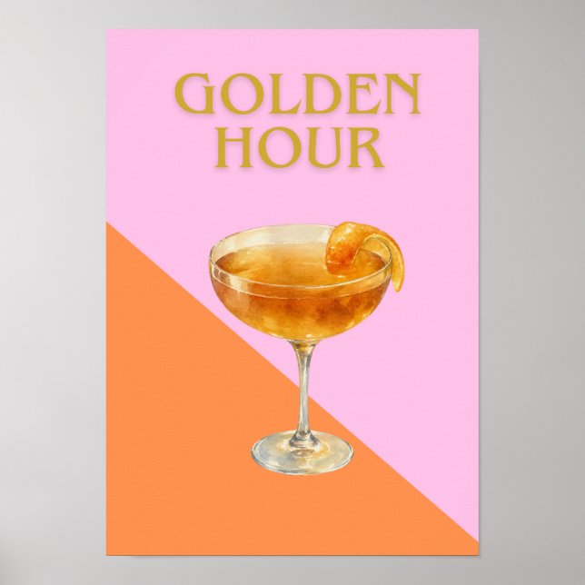 Affiche de bar à cocktails de l'heure dorée (Devant)