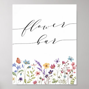 Affiche de bar à fleurs de mariage floral printemp