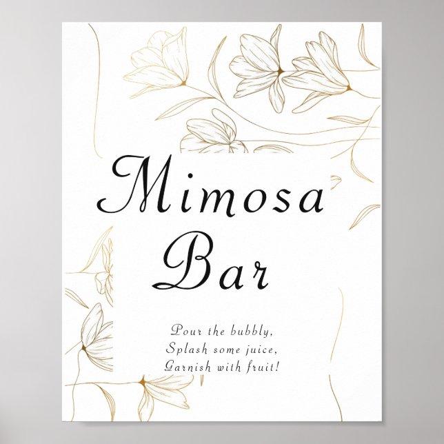 Affiche de bar à mimosa fleur d'or (Devant)