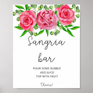 Affiche de bar à sangria florale à l'aquarelle