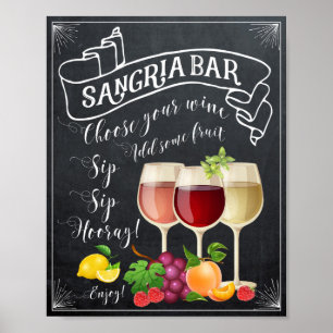 affiche de bar à sangria tableau noir