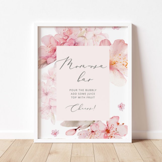 Affiche de bar Mom-osa à fleurs de cerisier en fle (Créateur téléchargé)