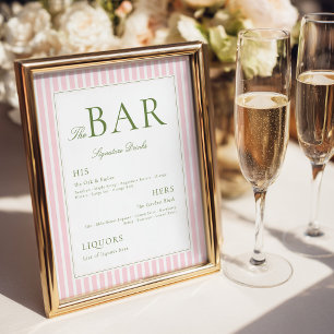 Affiche de BAR rayée rose