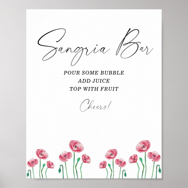 Affiche de bar sangria florale moderne aquarelle (Devant)