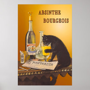 Affiche de bar vintage Absinthe Bourgeois Black Ca