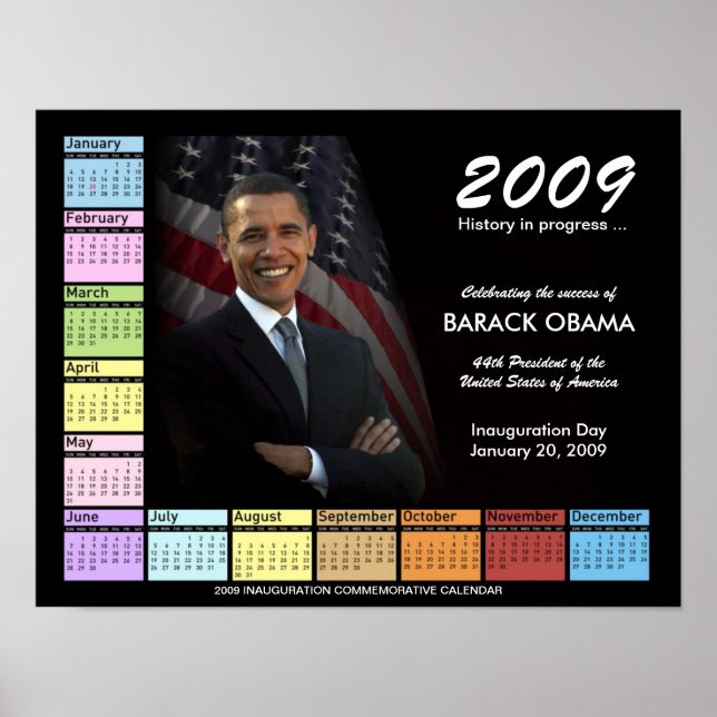 Affiche de Barack Obama avec calendrier 2009 (Devant)