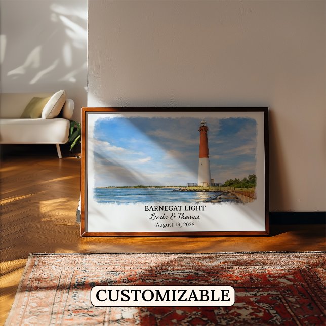 Affiche de Barnegat Light New Jersey, Aquarelle (Créateur téléchargé)