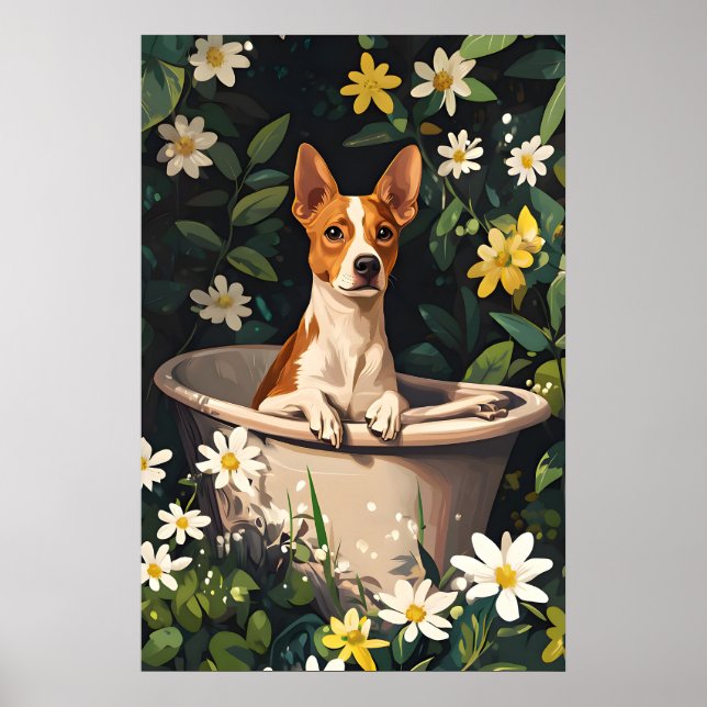 Affiche de Basenji dans la baignoire, Affiche de c (Devant)