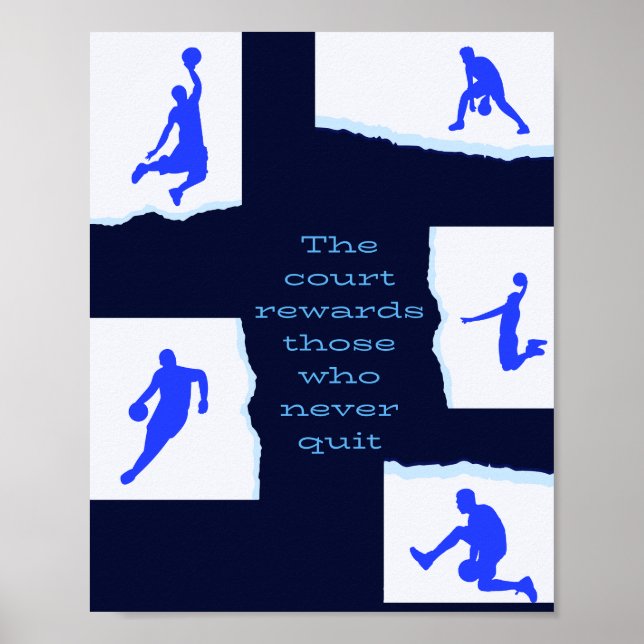Affiche de basketball Art mural Ne jamais abandonn (Devant)