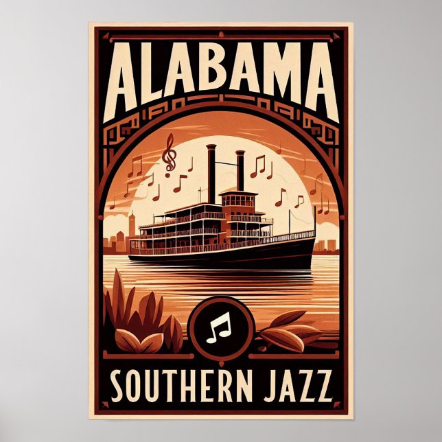 Affiche de Bateau à Roue de l'Alabama de Style Rét (Devant)