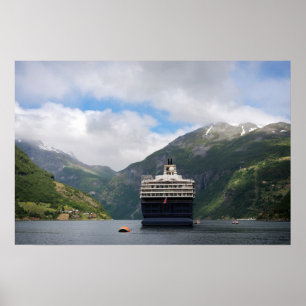 Affiche de bateau de croisière dans le fjord de Ge