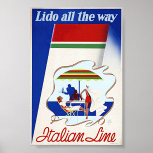 Affiche de bateau de croisière en ligne italienne