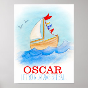 Affiche de bateau de voile pour la nurserie de béb