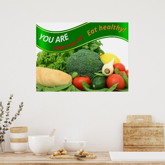 Affiche De beaux Légumes "Vous êtes ce que vous mangez" (Cuisine)