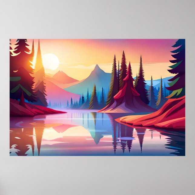 Affiche De beaux paysages colorés (Devant)