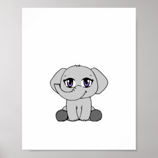 Affiche de bébé éléphant de style Chibi