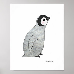 Affiche de bébé manchot mignon Décoration d'art de