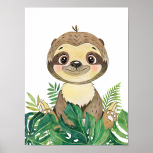 Affiche de bébé paresseux dans la jungle Safari
