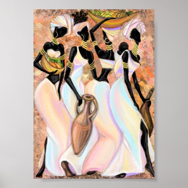 Affiche de belles dames africaines - Peinture mode (Devant)