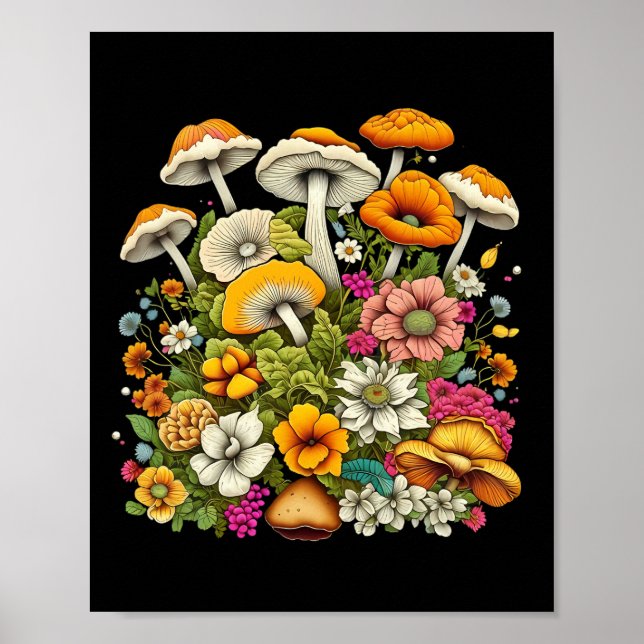 Affiche De Belles Fleurs Et Champignons (Devant)